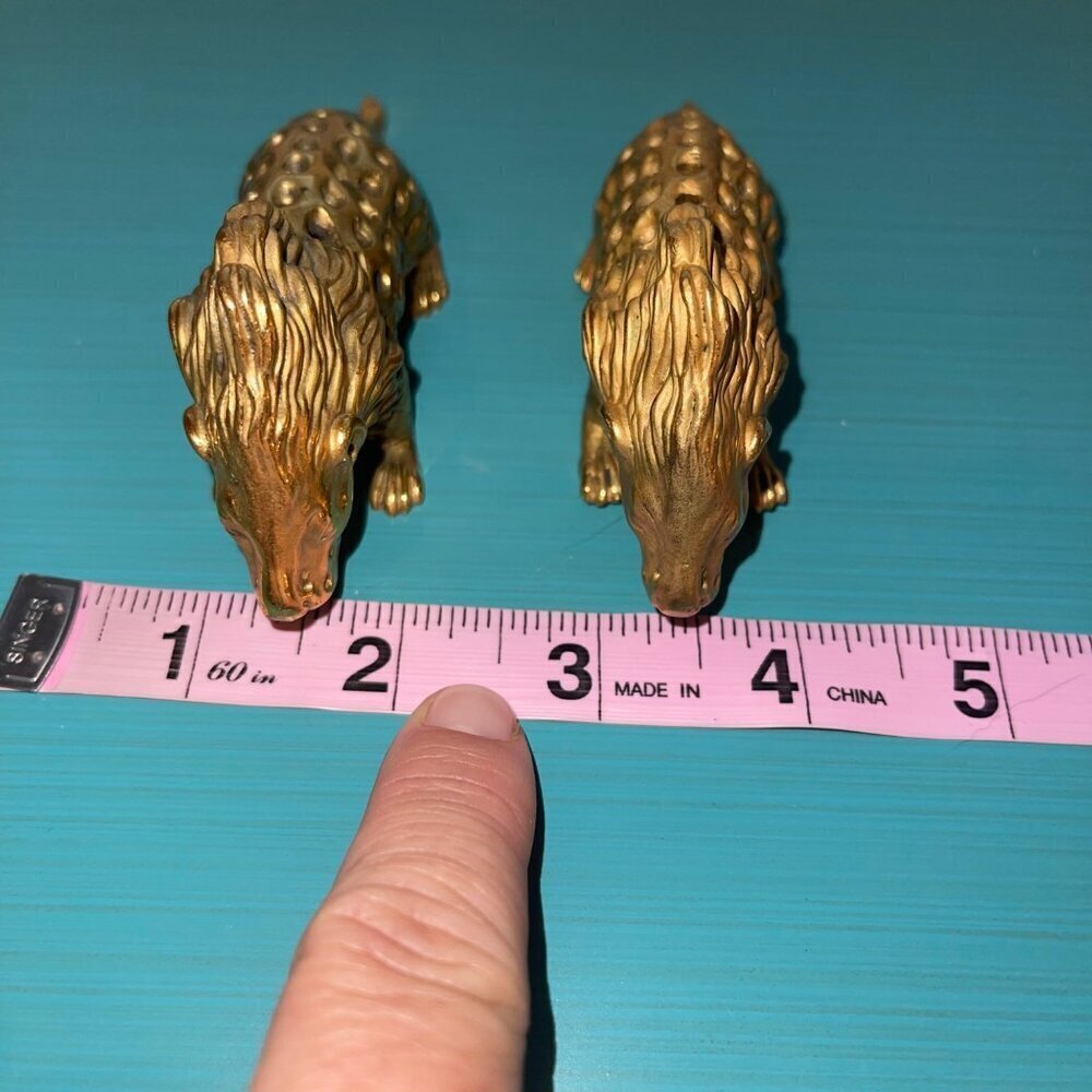 Odiot Paris Vintage Toothpick Holder Gold Porcupine Figurine Set of 2 Rare - Picture 9 of 9